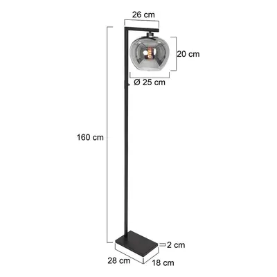 Steinhauer Stojací lampa Lotus, černá, kov, sklo, E27