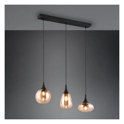 Trio Lighting Závěsné svítidlo Lumina, 3 světla, černá/jantarová, sklo