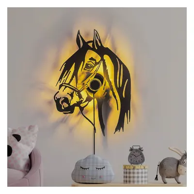 Opviq Nástěnné svítidlo Horse, černá barva, kov, 57 x 41 cm, kabel se zástrčkou