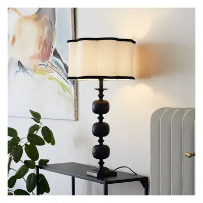 PR Home PR Home Stolní lampa Flory, černá/přírodní barva, výška 70 cm