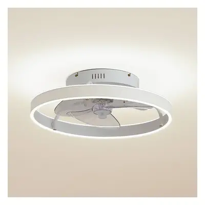 Lindby Lindby LED stropní ventilátor Momitu, bílý, hliník, Ø 14 cm