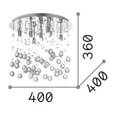 Ideallux Stropní svítidlo Ideal Lux Moonlight chromovaný kovový křišťál 8 světel.