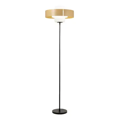 Fabas Luce Stojací lampa Loto, písková barva, výška 170 cm, nožní stmívač, E27