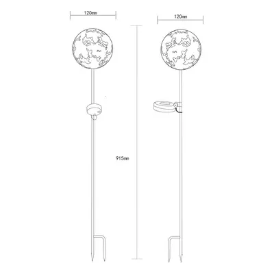 Globo LED solární zemní světlo 36747, globus, rezavě hnědá, kovová