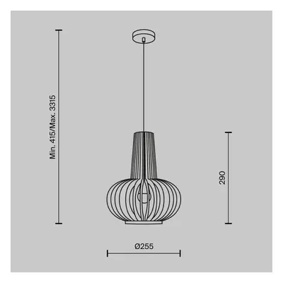 Maytoni Závěsná lampa Maytoni Roots, Ø 25 cm, výška 29 cm, dřevo/černá barva