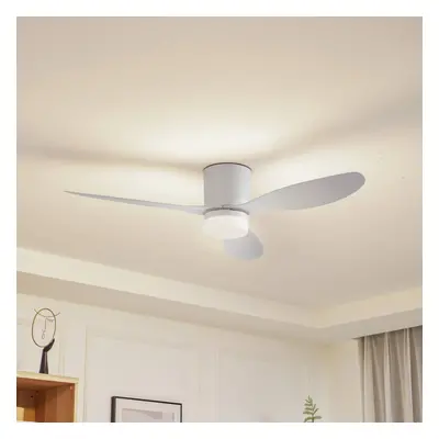 Lucande Stropní ventilátor Lucande LED Kayu, bílý, DC, tichý, Ø 132 cm