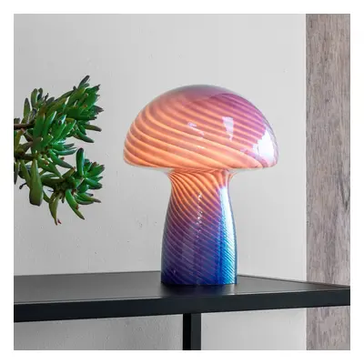 Dyberg Larsen Dyberg Larsen Stolní lampa Mushroom, modrá, výška 23 cm, sklo