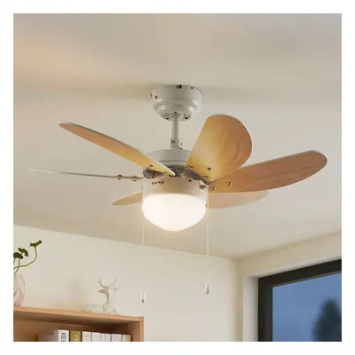 Lindby Stropní ventilátor Lindby Minja, bílý, dřevo