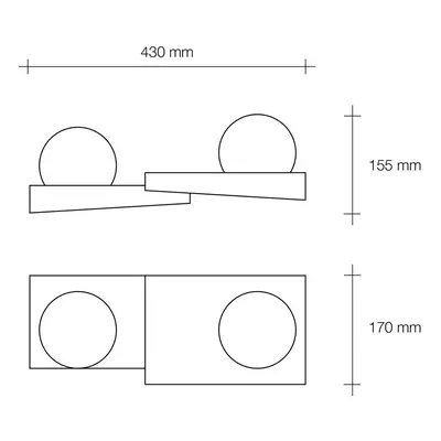 TECNICO by Sforzin Nástěnné svítidlo Cicladi, 2 světla, šířka 43 cm, bílá, omítka, GX53