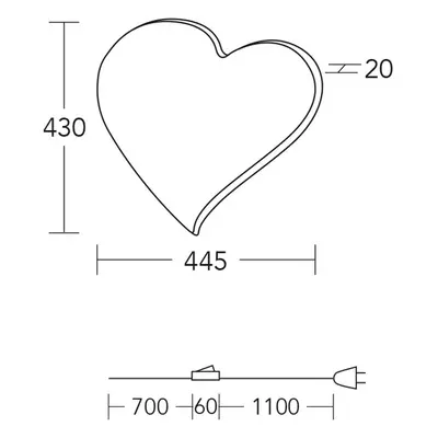 HerzBlut HerzBlut LED nástěnné světlo heart midi, 43 cm, dřevo, zástrčka