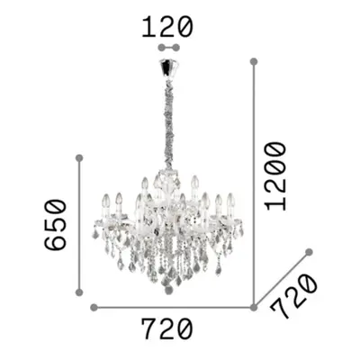 Ideallux Lustr Ideal Lux Florian v barvě chromu, křišťál, 12flg.
