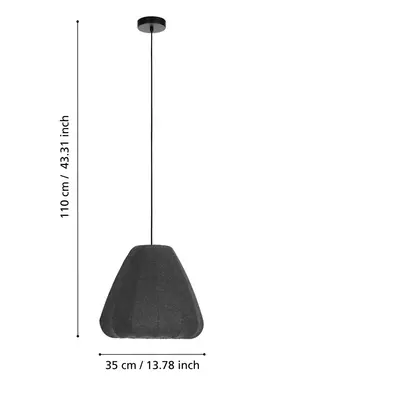 EGLO Závěsná lampa Barlaston, Ø 35 cm, černá/šedá, kov, látka