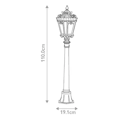 KICHLER Světlo na cestu Tournai, výška 110 cm, hliník, sklo