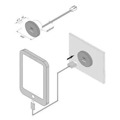 Hera Zásuvka USB-A + USB-C, bílá, instalace do nábytku, vstup 24V, 20W