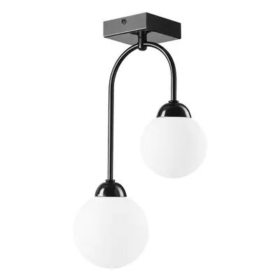 Lamkur Lighting Stropní svítidlo Bandi, černá/opál, 2 světla, E27