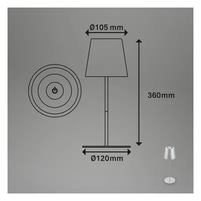 Briloner LED dobíjecí stolní lampa 7507015 chrom matná RGBW IP44 dotykový stmívač