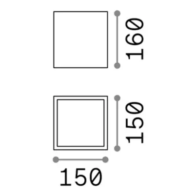 Ideallux Ideal Lux stropní svítidlo Techo IP54, antracit, kov 15 x 15 cm