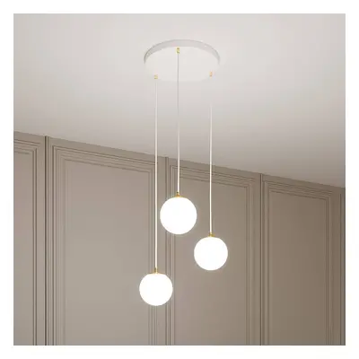 EMIBIG LIGHTING Závěsné svítidlo Royal, 3 světla, opálová bílá/bílá, sklo, E14