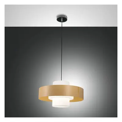 Fabas Luce Závěsné svítidlo Loto, písková barva, Ø 45 cm, kov, sklo, E27