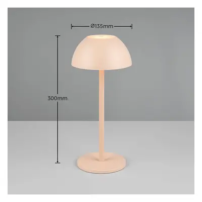 Reality Leuchten Ricardo LED dobíjecí stolní lampa, písek, výška 30 cm, plast