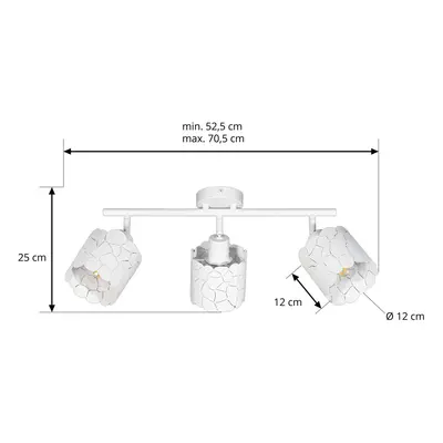 Lindby Stropní svítidlo Lindby Aralena, bílé, 3 světla, délka 70,5 cm