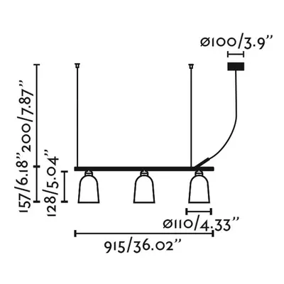 FARO BARCELONA Závěsná lampa Studio, růžová, decentralizovaná, délka 91 cm, 3 světla.