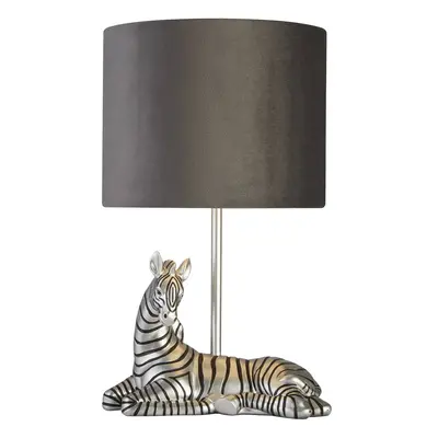 Searchlight Stolní lampa Zebra, černá/stříbrná, syntetická pryskyřice, 26 cm, E27