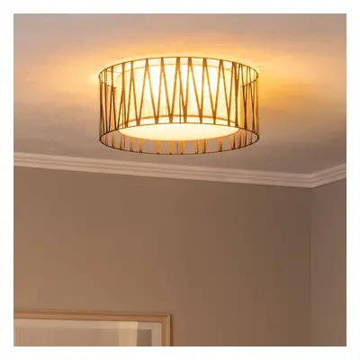 TK Lighting Stropní svítidlo Harmony, černé, přírodní juta, Ø 50 cm