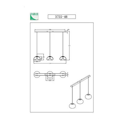 Fabas Luce LED závěsné svítidlo Brena, koňak, 3 světla, stmívatelné, CCT