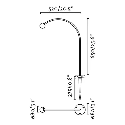 FARO BARCELONA Cuca LED lampa se zemním hrotem, černá, nerezová ocel/sklo, výška 65 cm