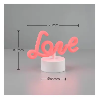 Reality Leuchten Stolní lampa LED Amor, bílá, plast, baterie, USB