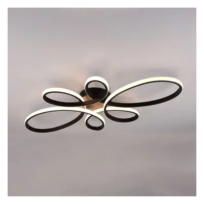 Trio Lighting Stropní svítidlo Fly LED, matná černá, 3 000 K, 83 cm x 45 cm