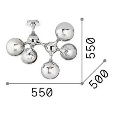 Ideallux Stropní svítidlo Ideal Lux Nodi, chromované, skleněné, pětiplamenné