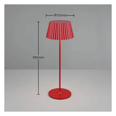 Reality Leuchten Suarez LED dobíjecí stolní lampa, červená, výška 39 cm, kov, stmívatelná