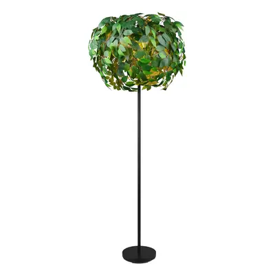 Reality Leuchten Stojací lampa Leavy, černá/zelená, výška 180 cm, 3 plameny