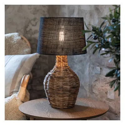 Markslöjd Stolní lampa Paglia, přírodní/černá, ratan/juta, výška 58 cm