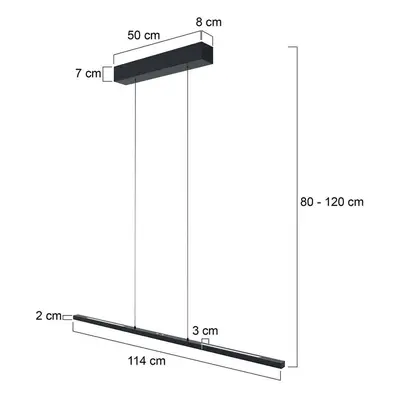 Steinhauer Závěsné svítidlo LED Bande, nahoru/dolů, černé, 120 cm, CCT, stmívač