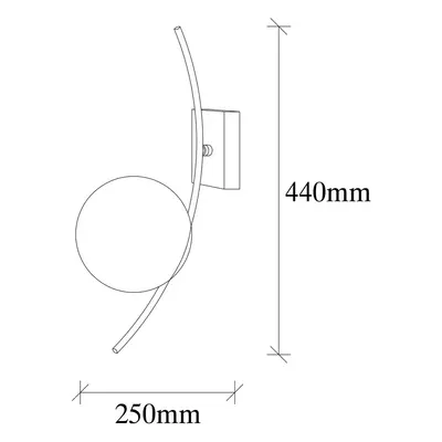 Opviq Nástěnné svítidlo Hilal 3821, černé, opálové sklo, výška 44 cm