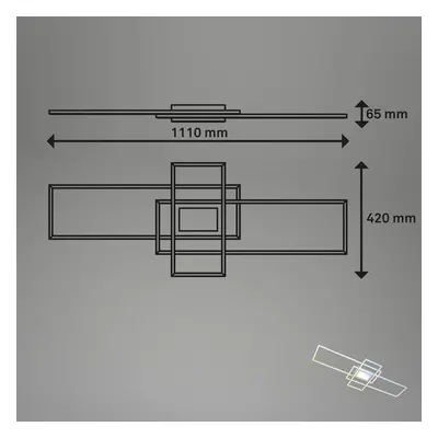 Briloner Chytré stropní svítidlo LED Ram, barva hliníku, CCT, dálkové ovládání