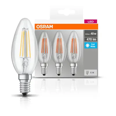 OSRAM OSRAM LED svíčka E14 4W filament 4 000K 470lm 3ks