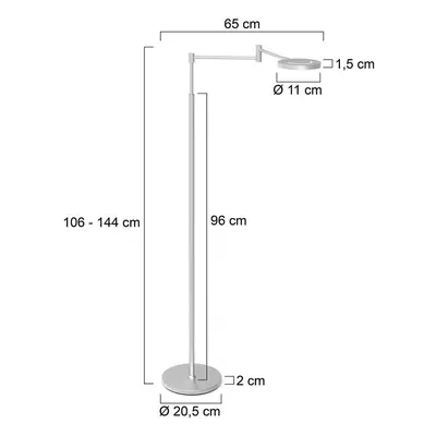 Steinhauer LED dobíjecí stojací lampa Soleil, ocelová barva, kov, stmívač