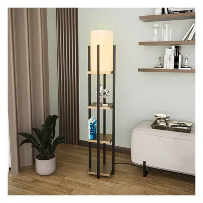 Opviq Stojací lampa 8115, černá/zlatá/bílá, kov/plátno, výška 130 cm