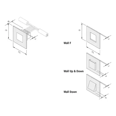 Hera Nástěnné svítidlo LED Wall F, černé, 7,5 x 7,5 cm, plechové