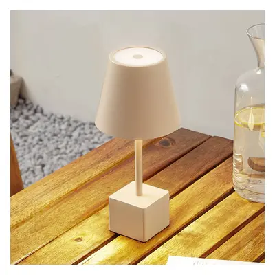 Lindby Lindby LED dobíjecí stolní lampa Janea CUBE, béžová barva, kov