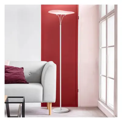 Fabas Luce LED stojací lampa Vela, bílá/průhledná, 175 cm, akryl, stmívač