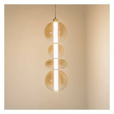 Eko-Light Závěsné svítidlo LED Daphne, jantarově průhledné sklo, výška 62 cm