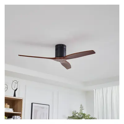 Lucande Stropní ventilátor Lucande Vindur, černá/dřevo, DC, tichý