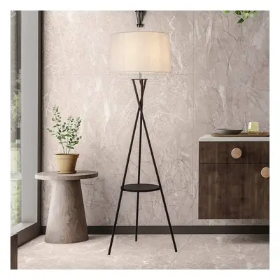 Näve Stojací lampa Tora, černá/bílá, textil, výška 158 cm stativ