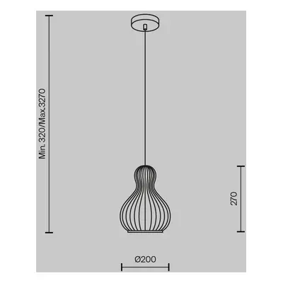 Maytoni Závěsná lampa Maytoni Roots, Ø 20 cm, výška 27 cm, dřevo/černá barva