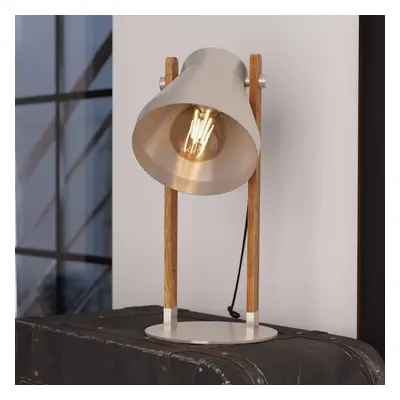 EGLO Stolní lampa Cawton, výška 38 cm, ocel/hnědá, ocel/dřevo